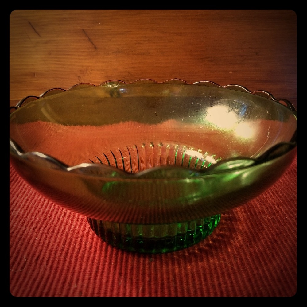 E O Brody Green Glass Bowl